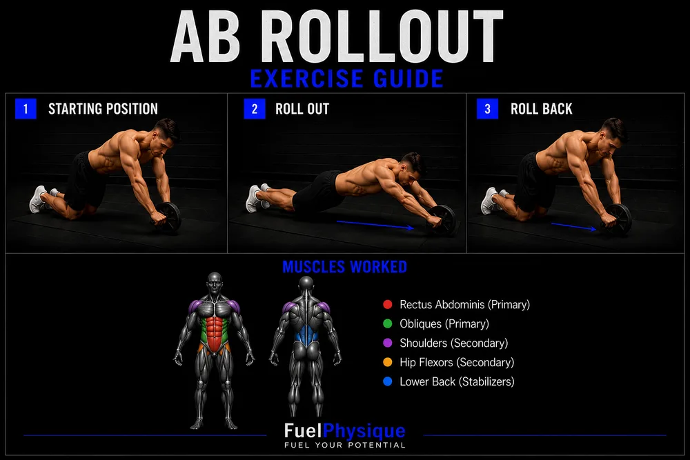 Ab Wheel Rollout exercise illustration