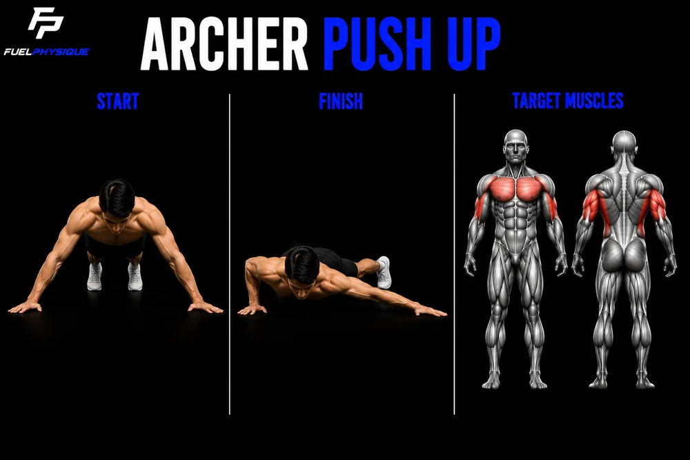 Archer Push Up exercise illustration