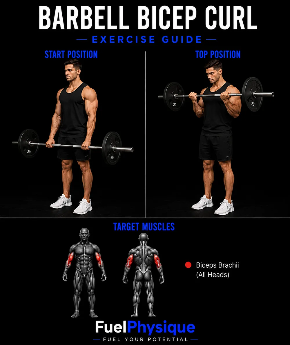 Barbell Bicep Curl exercise illustration