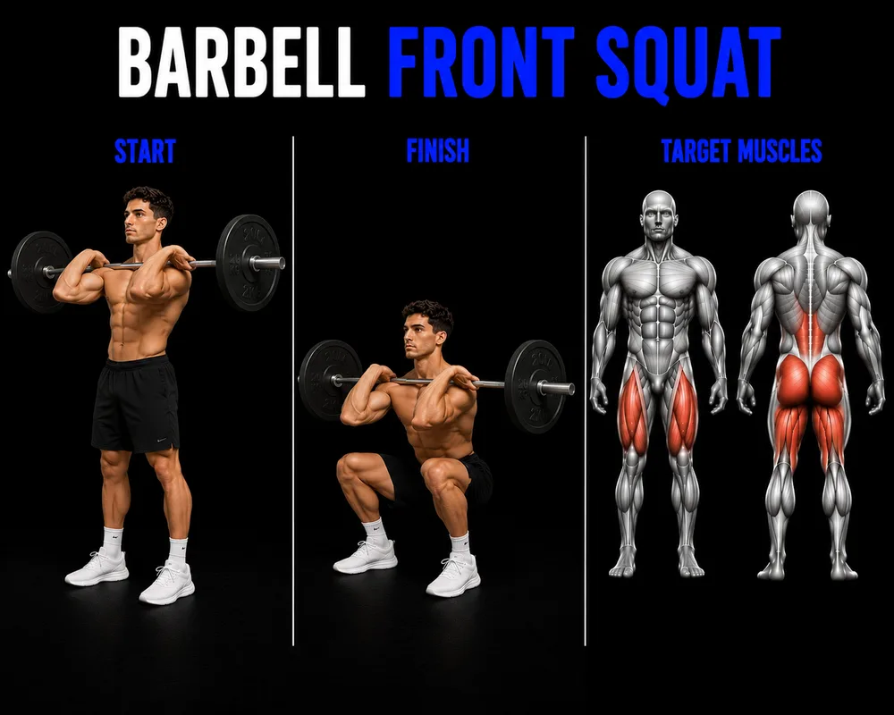 Barbell Front Squat exercise illustration