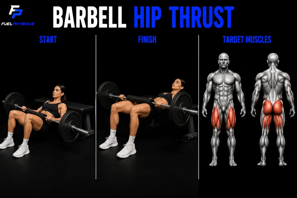 Barbell Hip Thrust exercise illustration
