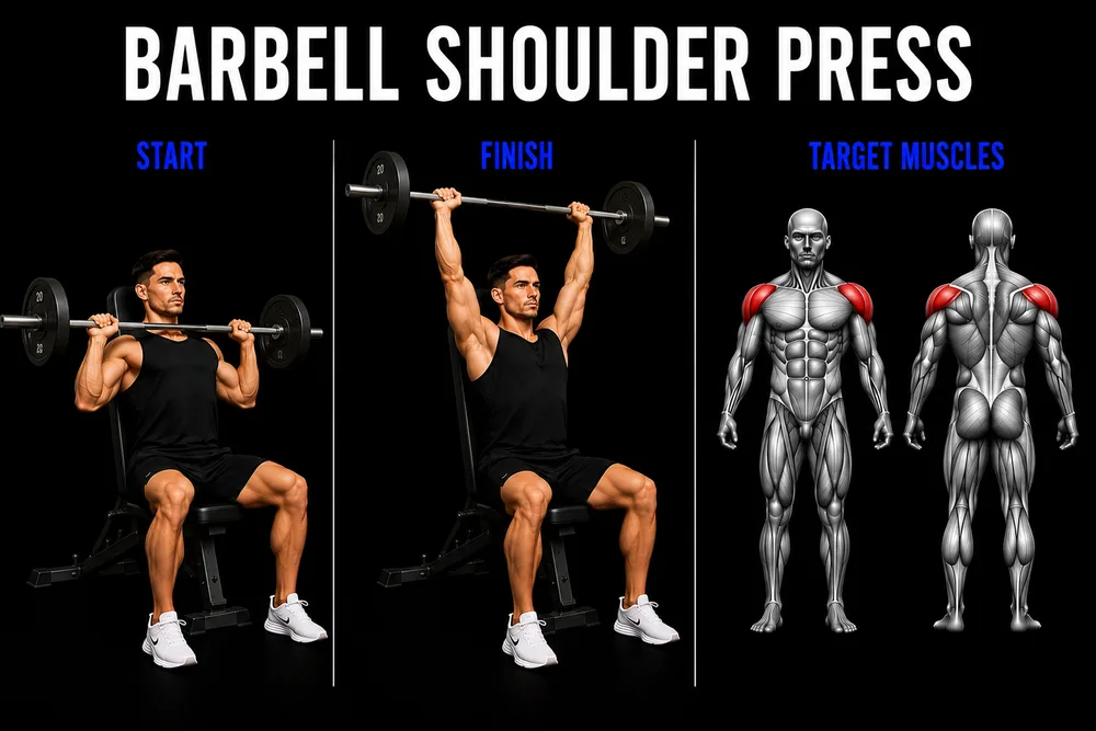 Barbell Shoulder Press exercise illustration