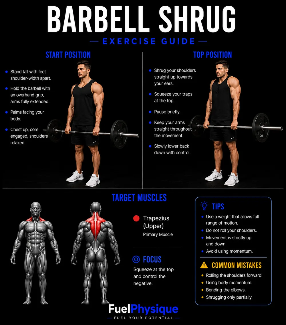 Barbell Shrug exercise illustration