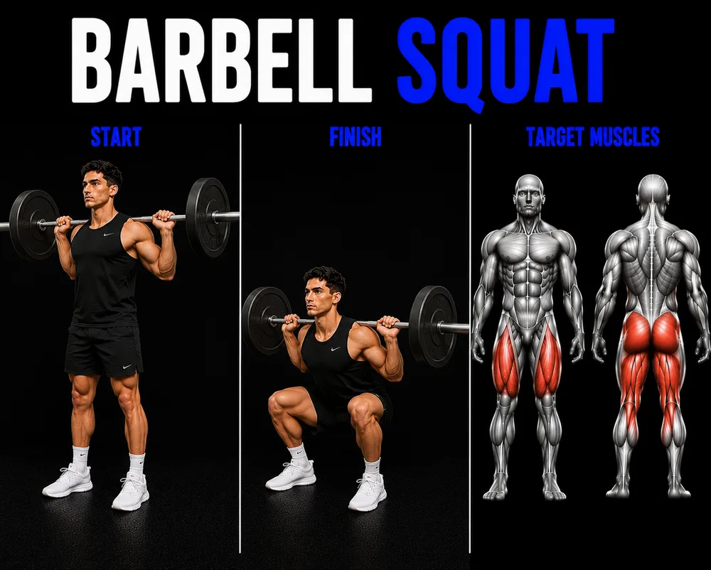 Barbell Squat exercise illustration