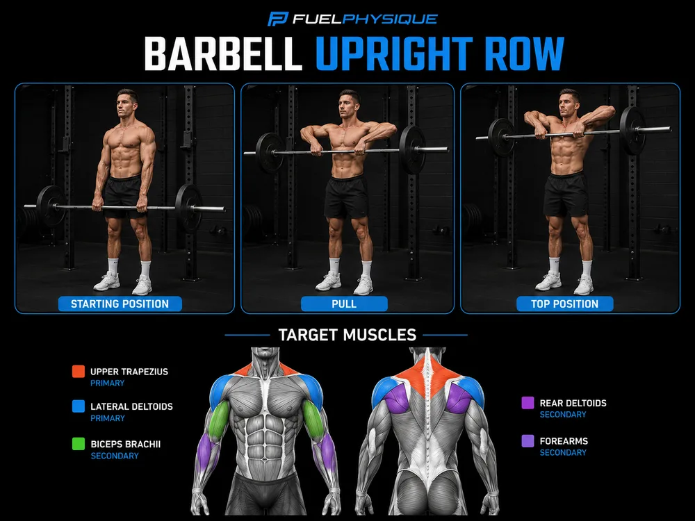 Barbell Upright Row exercise illustration