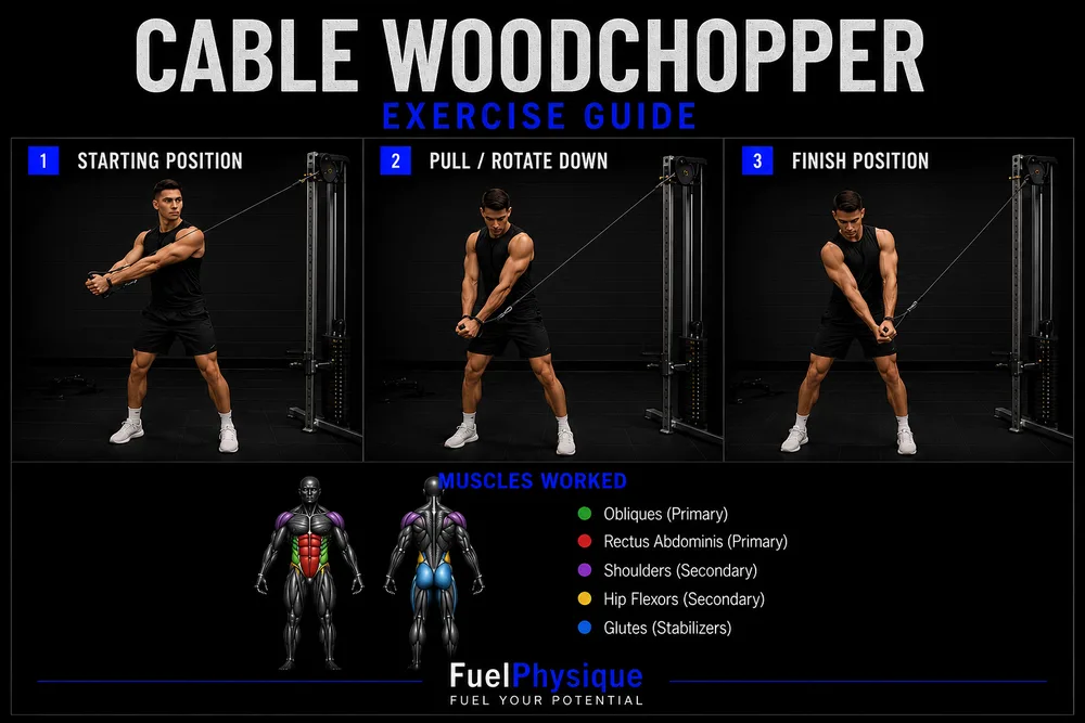 Cable Woodchopper exercise illustration