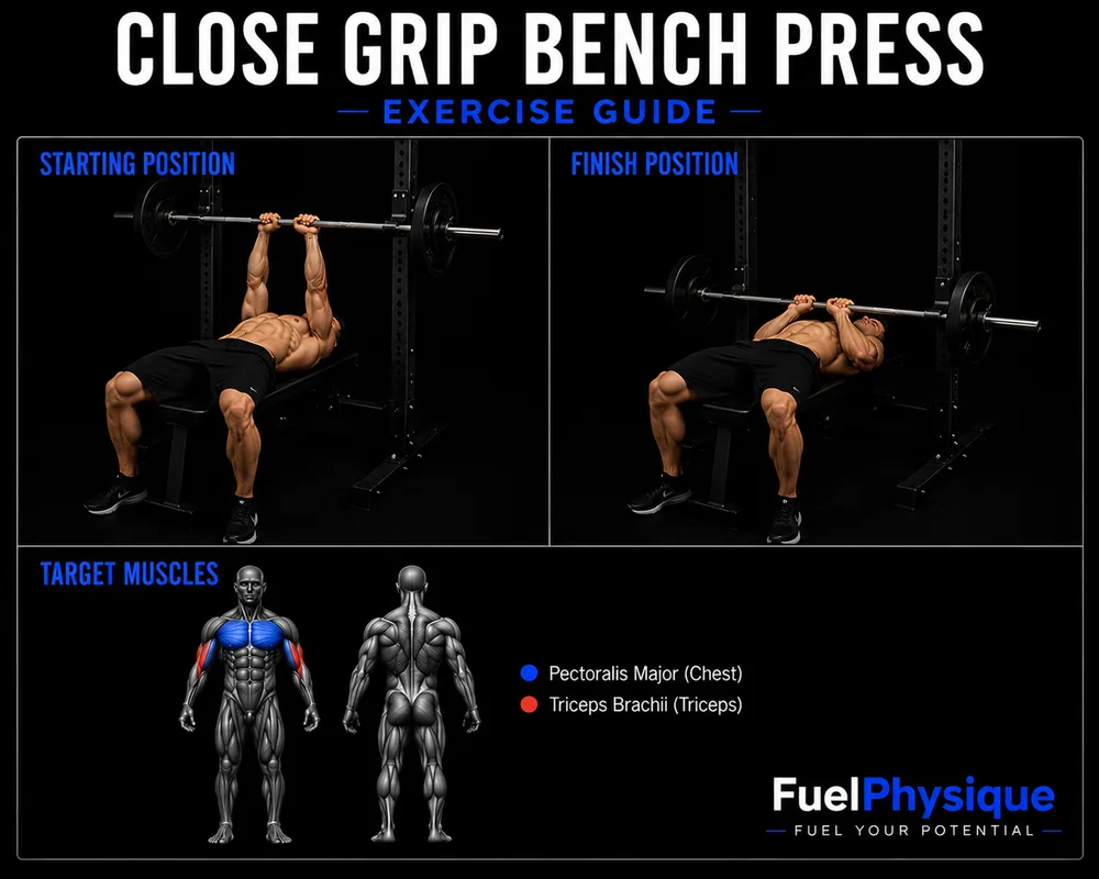 Close Grip Bench Press exercise illustration