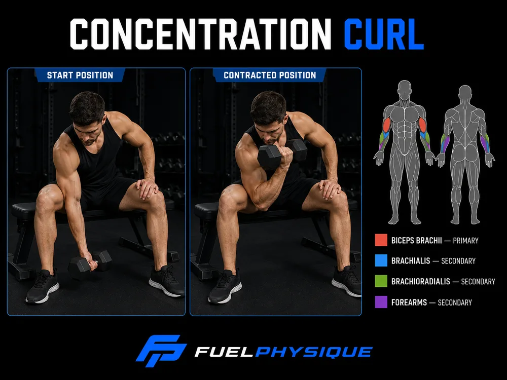 Concentration Curl exercise illustration