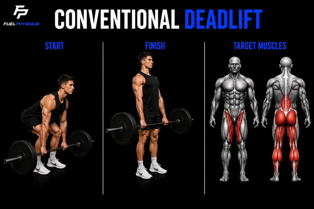 Conventional Deadlift exercise illustration