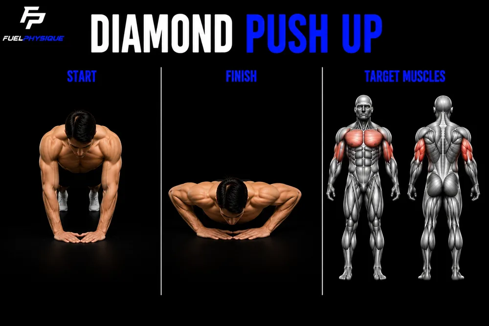 Diamond Push Up exercise illustration