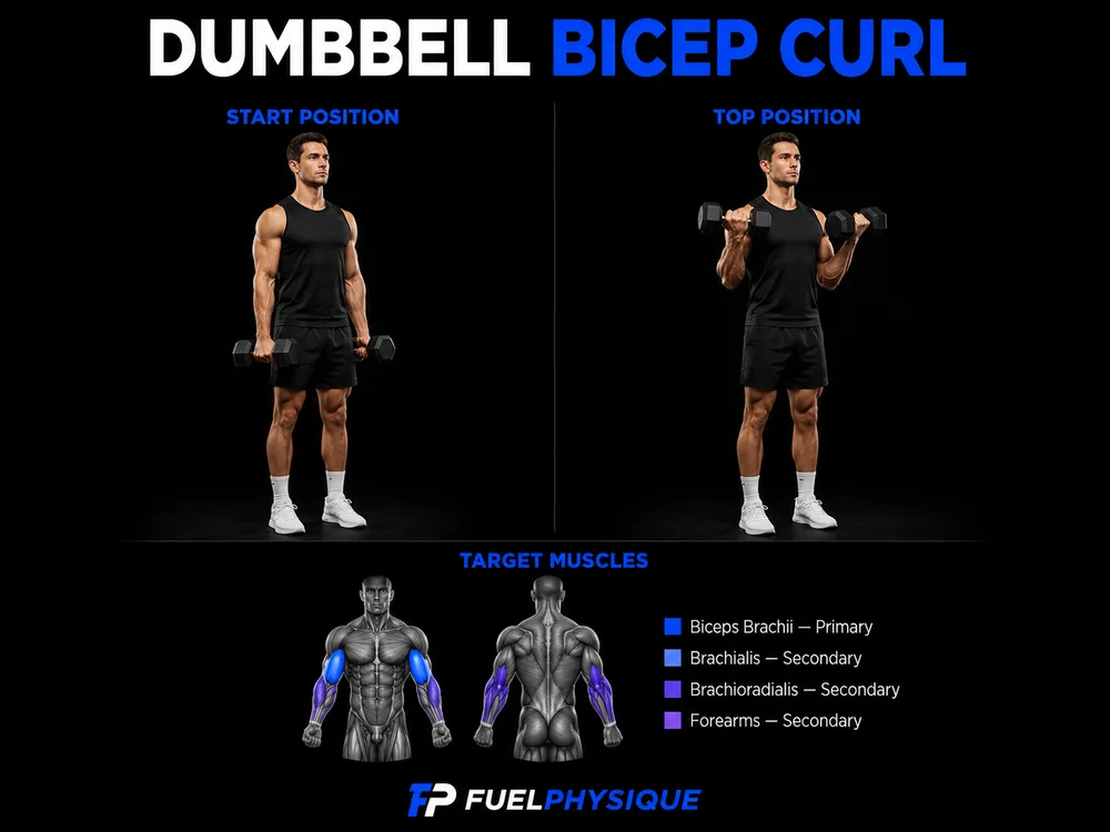 Dumbbell Bicep Curl exercise illustration