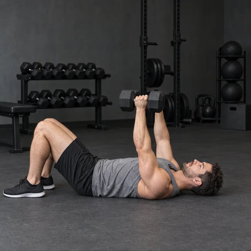 Dumbbell Floor Press exercise illustration