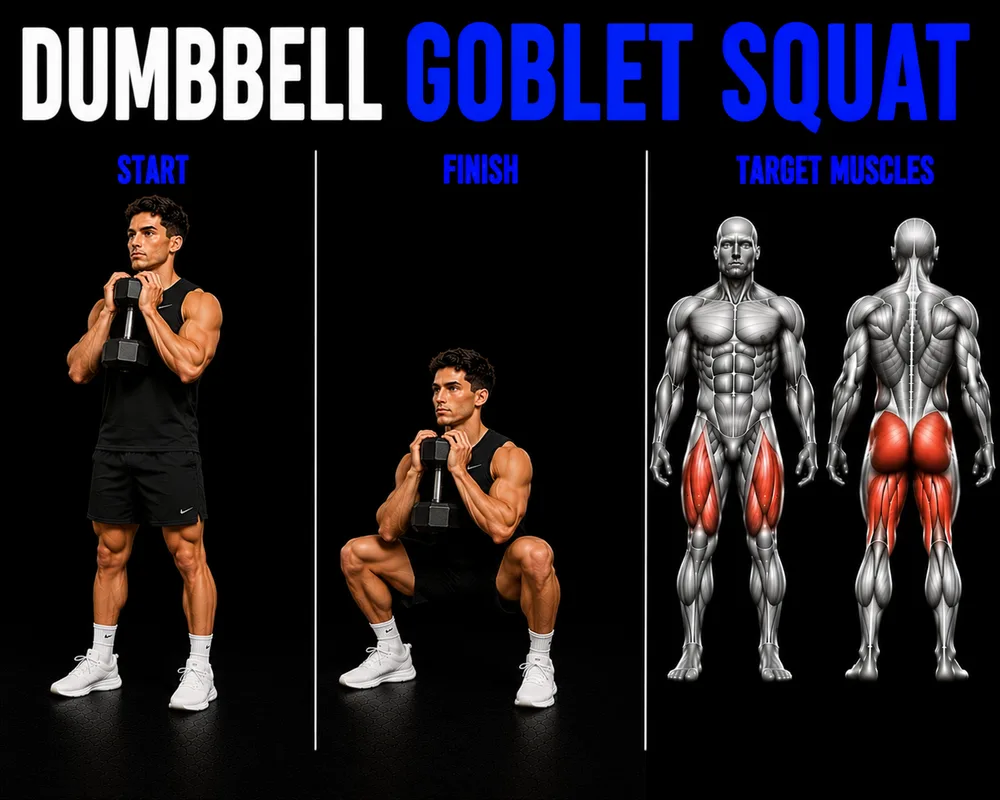 Dumbbell Goblet Squat exercise illustration