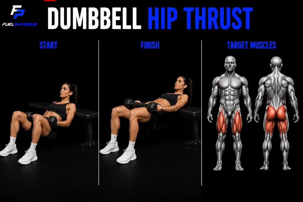 Dumbbell Hip Thrust exercise illustration