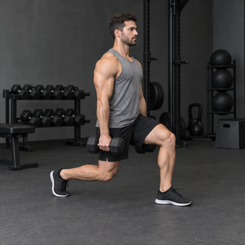Dumbbell Reverse Lunge exercise illustration