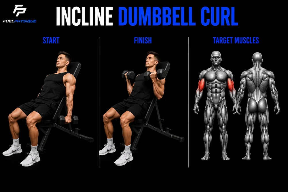 Incline Dumbbell Curl exercise illustration