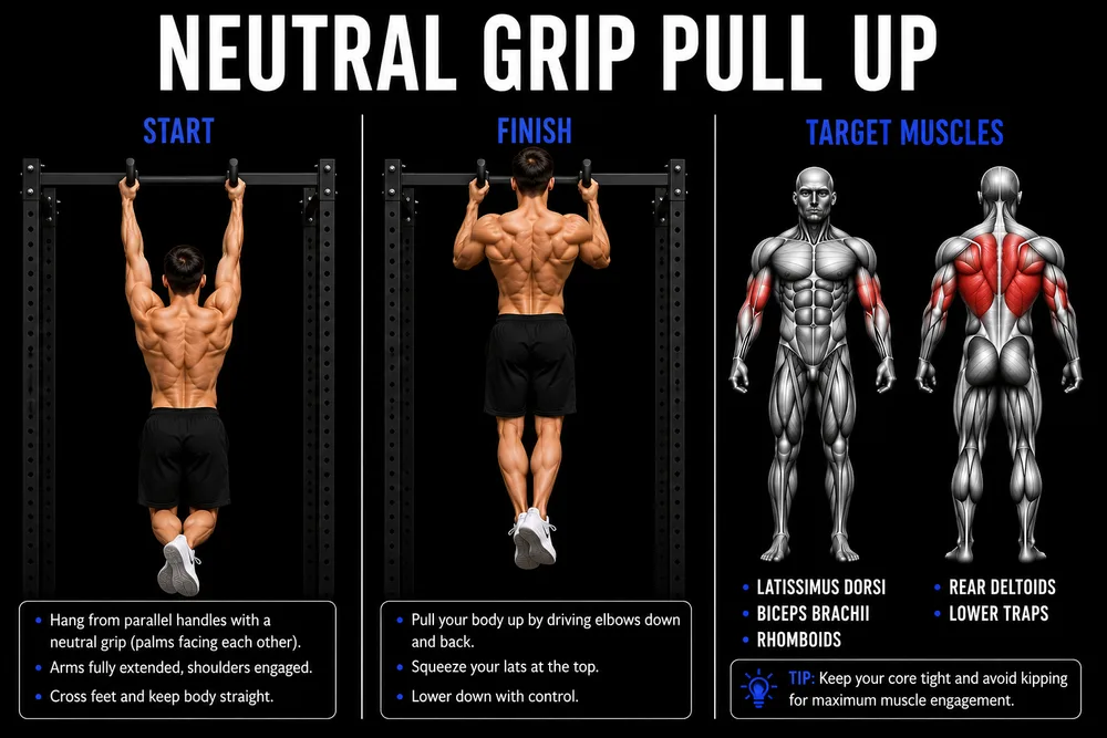 Neutral Grip Pull Up exercise illustration