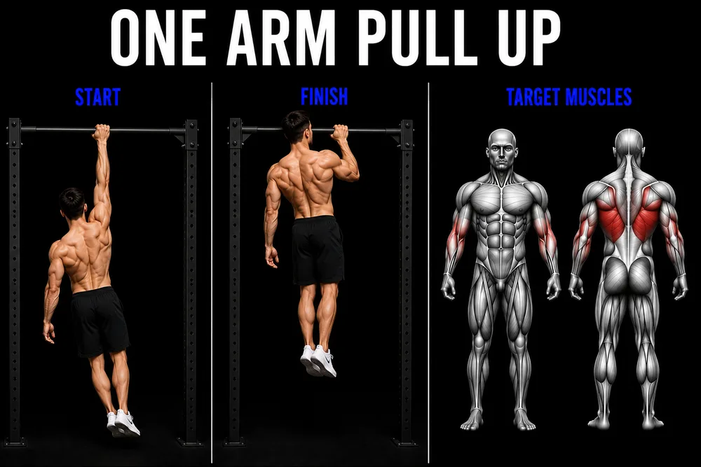 One Arm Pull Up exercise illustration