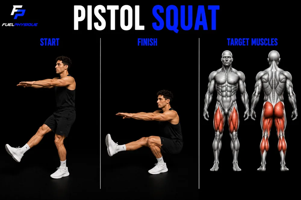 Pistol Squat exercise illustration