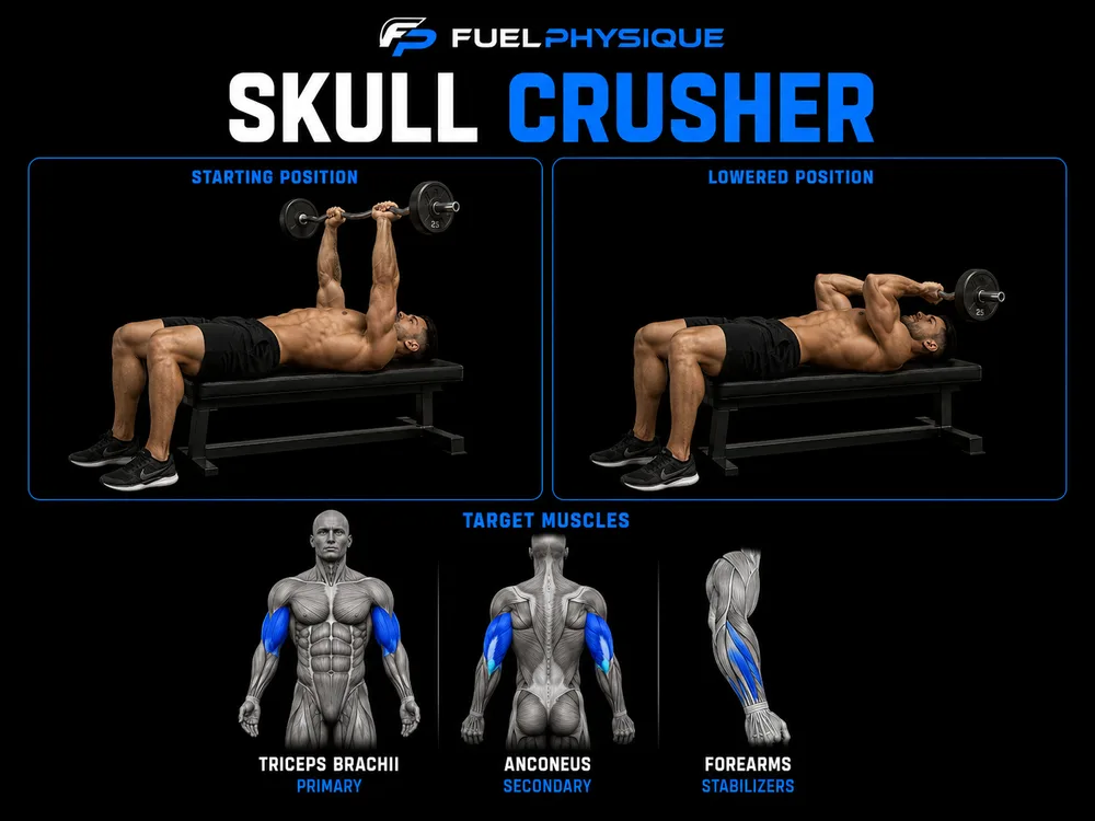 Skull Crusher exercise illustration