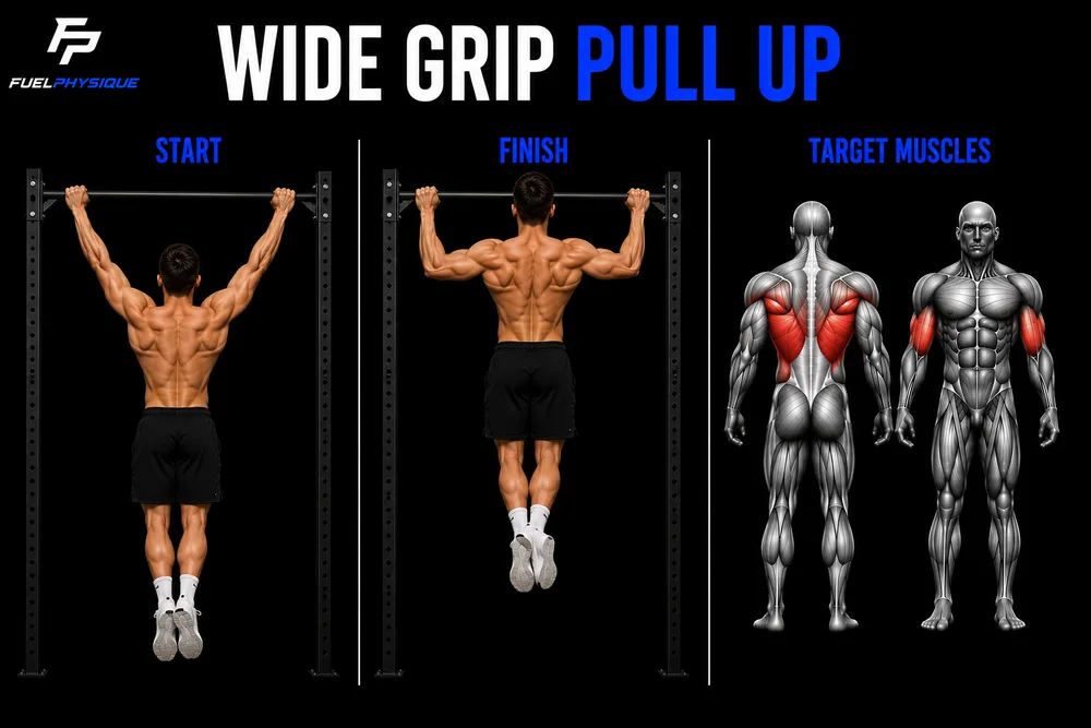 Wide Grip Pull Up exercise illustration